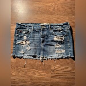Hollister Distressed Denim Mini Skirt - Blue